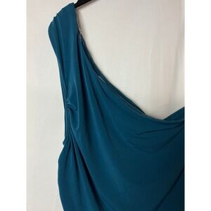 Emerald Sundae Dress Womens 14 Peacock Blue One Shoulder Ruched Bodycon JLIP1061